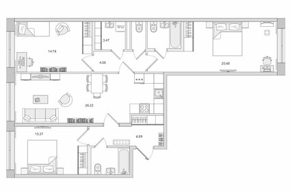 Квартира 98,5 м², 3-комнатная - изображение 1