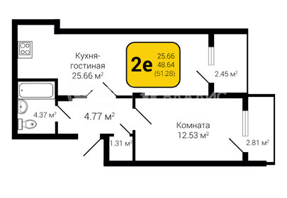 53,1 м², 2-комнатная квартира 5 202 820 ₽ - изображение 55