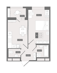 40 м², 1-комнатная квартира 5 200 000 ₽ - изображение 68