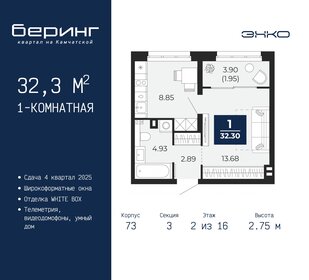 34 м², 1-комнатная квартира 3 413 400 ₽ - изображение 63