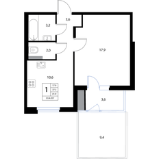 Квартира 41,9 м², 1-комнатная - изображение 2