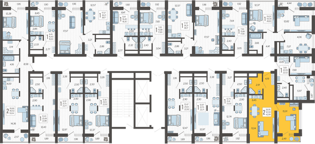 42,8 м², 2-комнатная квартира 17 164 124 ₽ - изображение 37
