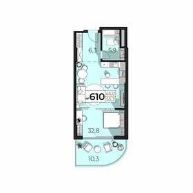 Квартира 55,3 м², студия - изображение 1