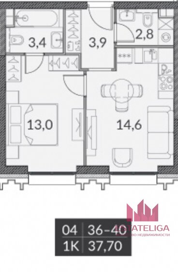 38 м², 1-комнатная квартира 19 500 000 ₽ - изображение 18