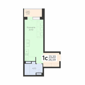 29,8 м², 1-комнатная квартира 2 600 000 ₽ - изображение 44