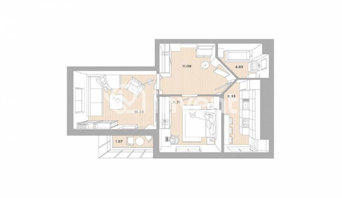 Квартира 55 м², 2-комнатная - изображение 1