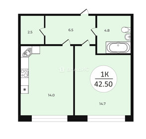 Квартира 42,5 м², 1-комнатная - изображение 1