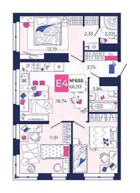 67,8 м², 3-комнатная квартира 7 593 600 ₽ - изображение 18