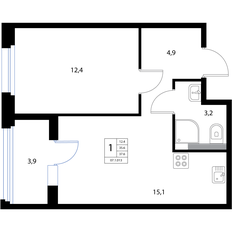 Квартира 37,6 м², 2-комнатная - изображение 2