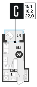 22 м², квартира-студия 4 569 400 ₽ - изображение 2