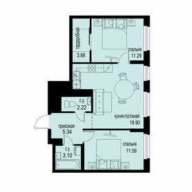 52,8 м², 2-комнатная квартира 7 761 600 ₽ - изображение 64