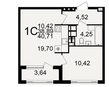 42,3 м², 1-комнатная квартира 5 400 000 ₽ - изображение 88