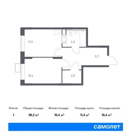 Квартира 38,2 м², 1-комнатная - изображение 1