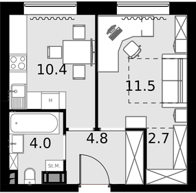 33,5 м², квартира-студия 11 600 000 ₽ - изображение 72