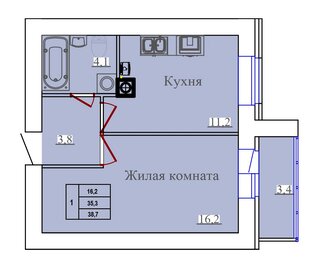 47 м², 1-комнатная квартира 3 300 000 ₽ - изображение 75