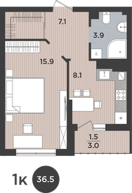 Квартира 36,5 м², 1-комнатная - изображение 1