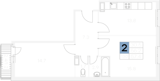 53,4 м², 2-комнатная квартира 6 500 000 ₽ - изображение 72