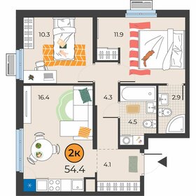 54,7 м², 2-комнатная квартира 7 806 999 ₽ - изображение 13