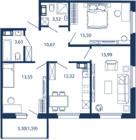 96,3 м², 3-комнатные апартаменты 31 583 756 ₽ - изображение 76