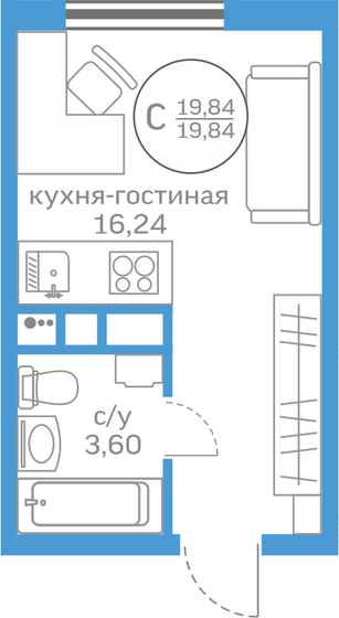 19,8 м², квартира-студия 3 460 000 ₽ - изображение 41