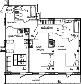 82,5 м², 2-комнатная квартира 11 000 000 ₽ - изображение 73