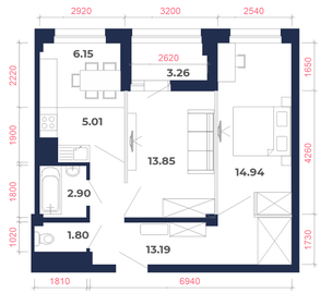 61,1 м², 3-комнатная квартира 8 906 000 ₽ - изображение 55