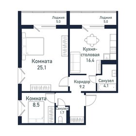 65,2 м², 2-комнатная квартира 8 146 250 ₽ - изображение 5