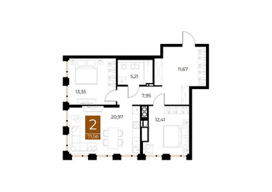 Квартира 71,6 м², 2-комнатная - изображение 1