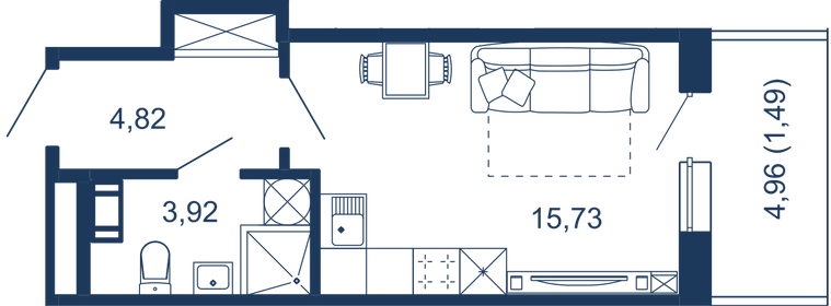 Квартира 26 м², студия - изображение 1