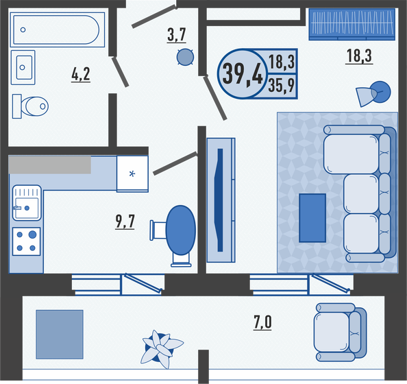 37 м², 1-комнатная квартира 2 950 000 ₽ - изображение 92