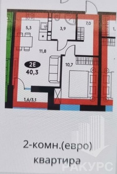 40,3 м², 2-комнатная квартира 5 900 000 ₽ - изображение 1