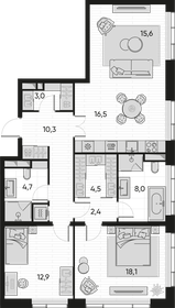 115 м², 3-комнатная квартира 48 400 000 ₽ - изображение 116