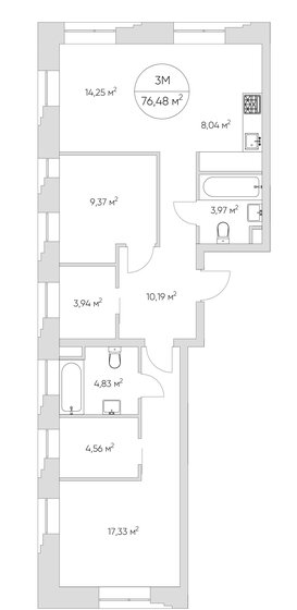 76 м², 3-комнатные апартаменты 25 767 412 ₽ - изображение 51