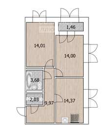 Квартира 61 м², 2-комнатная - изображение 1