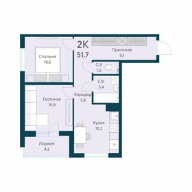 40,6 м², 2-комнатная квартира 5 300 000 ₽ - изображение 54