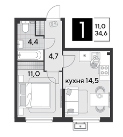 34,6 м², 1-комнатная квартира 5 532 540 ₽ - изображение 10