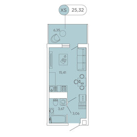 25 м², квартира-студия 4 480 000 ₽ - изображение 129