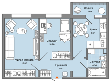 Квартира 50 м², 2-комнатная - изображение 1