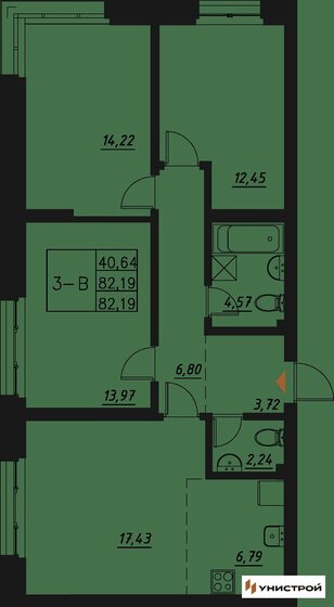 82,2 м², 3-комнатная квартира 12 410 000 ₽ - изображение 1