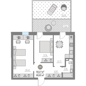 Квартира 58,3 м², 2-комнатная - изображение 1