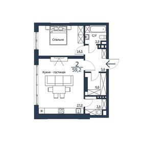 Квартира 59,2 м², 2-комнатная - изображение 1