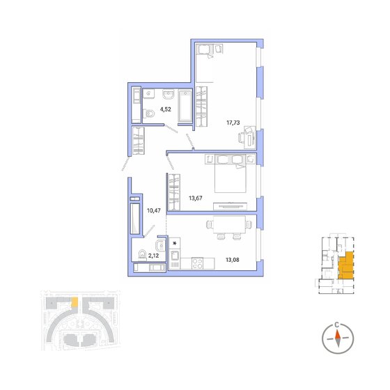 61,6 м², 2-комнатная квартира 13 611 390 ₽ - изображение 1