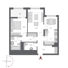 60,8 м², 2-комнатная квартира 13 700 000 ₽ - изображение 35