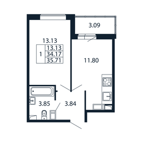 Квартира 34,2 м², 1-комнатная - изображение 4