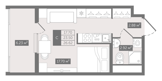 38,4 м², апартаменты-студия 18 011 290 ₽ - изображение 20