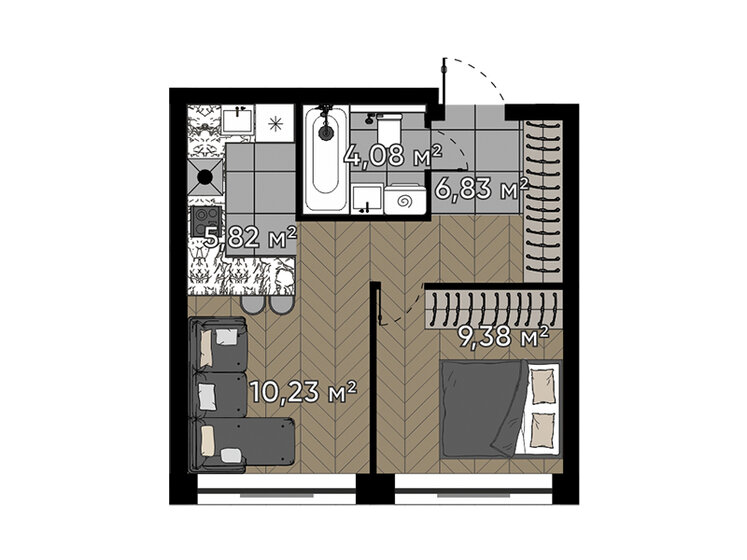 36,3 м², 2-комнатная квартира 21 357 018 ₽ - изображение 1