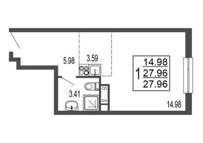 Квартира 28 м², студия - изображение 1