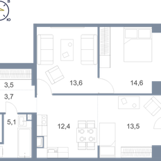 Квартира 77,3 м², 1-комнатная - изображение 2