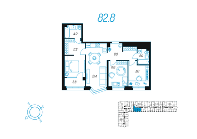 83 м², 3-комнатная квартира 10 300 000 ₽ - изображение 82