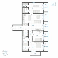 Квартира 105,3 м², 3-комнатная - изображение 2